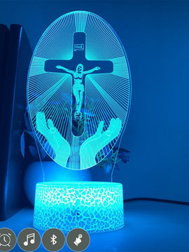 Christian 3D Cross Night Light  Home Decor  Bluetooth Speaker Table Lamp