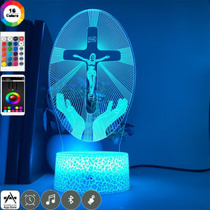 Christian 3D Cross Night Light  Home Decor  Bluetooth Speaker Table Lamp - OZN Shopping