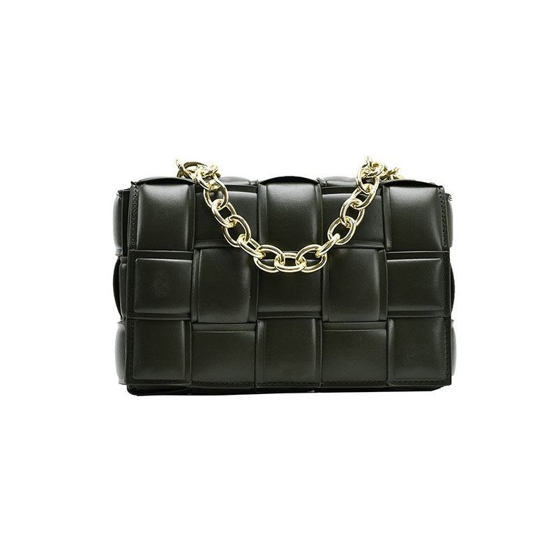 Leather Weave Chain Shoulder  Bags - OZN Shopping