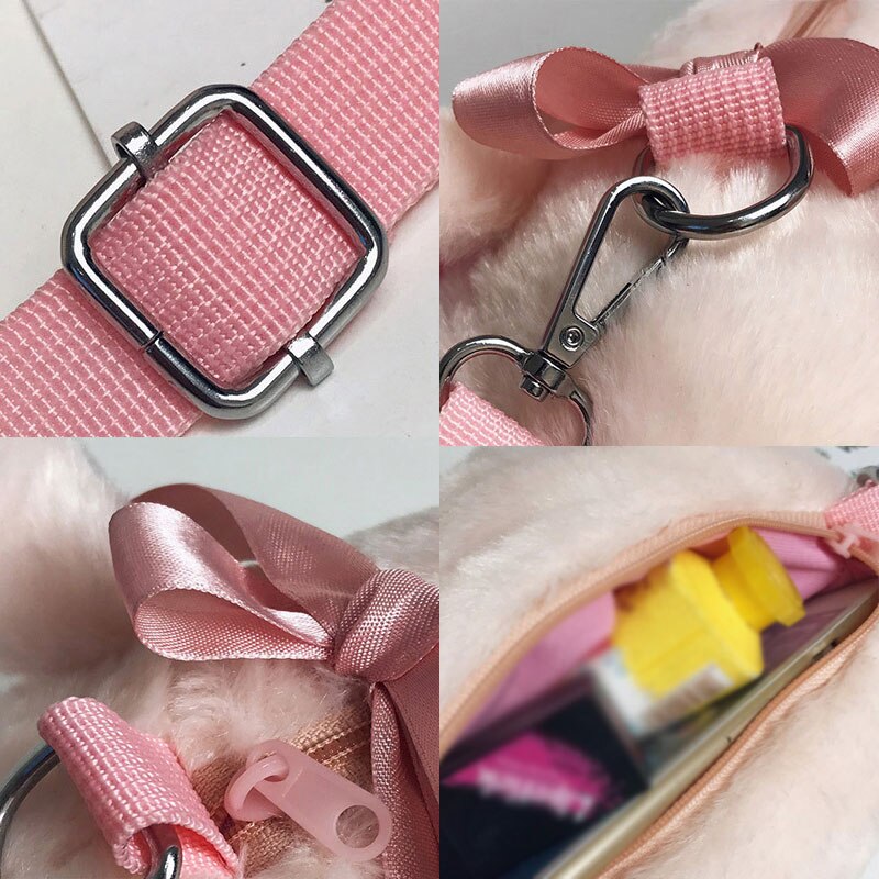 Fluffy Pink Pig Cute Soft Plush Girls Shoulder Bag - OZN Shopping