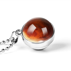 Fashion  Glass Ball Necklace Earth Planet Pattern Jewelry - OZN Shopping