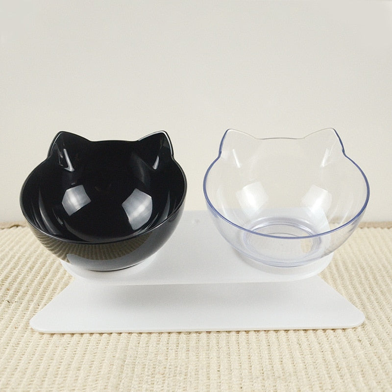 Non slip Double Cat Bowl with Raised Stand Pet Food Cat feeder Protect Cervical Vertebra cat food bowl for dogs Pet Products - OZN Shopping