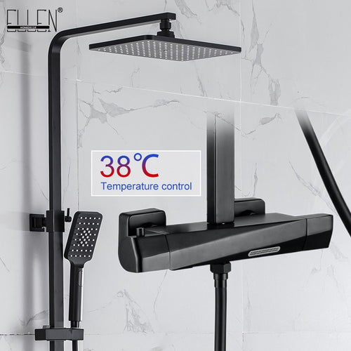 Shower Faucets Sets Water Bathroom Mixer Waterfall Faucet Rainfall Shower Systems Thermostat Tap EL9403 - OZN Shopping