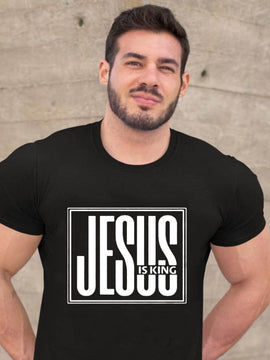 Jesus Is King Print Men Summer T-shirt Gods Faith