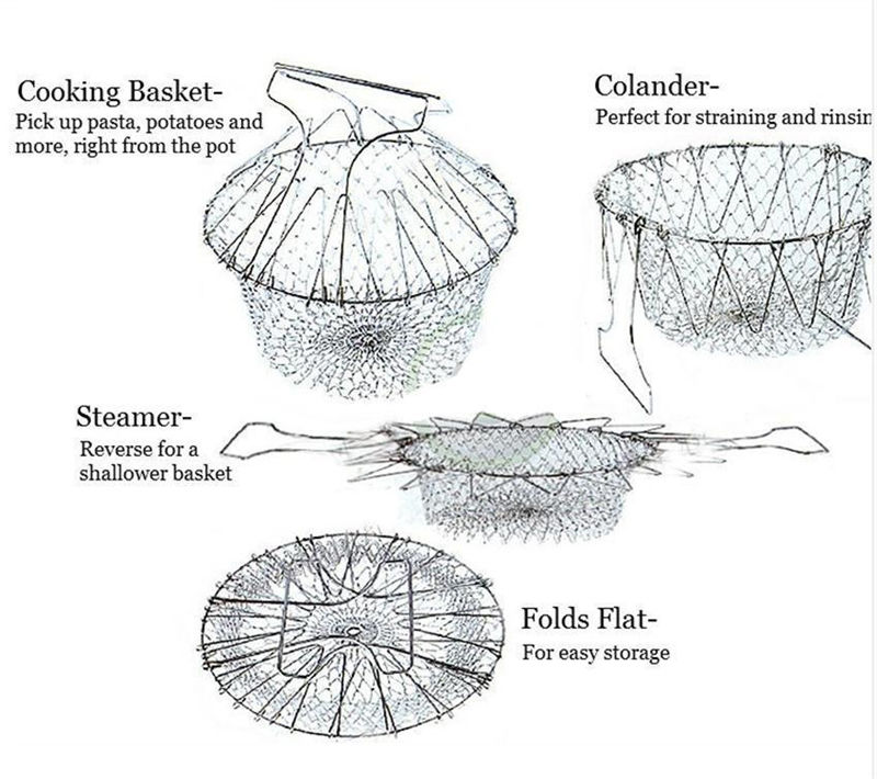Foldable Steam Rinse Fry Basket Strainer - OZN Shopping