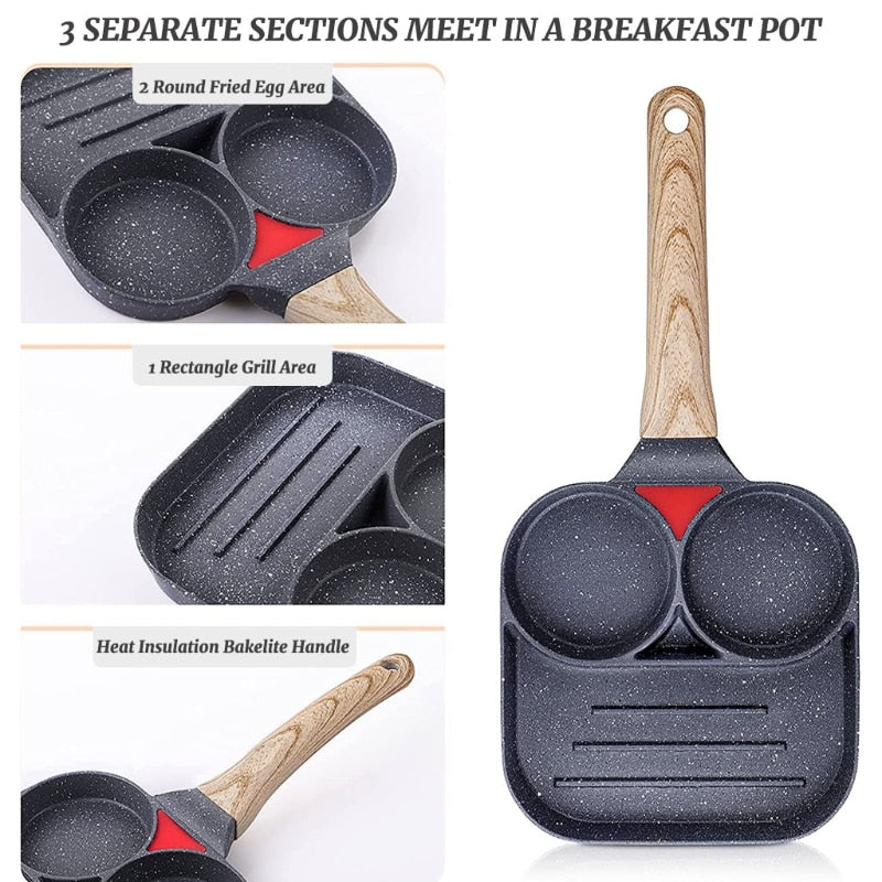 Non-stick Multi-section Frying Pans All-in-one Breakfast Pan Frying Pans and Griddle Pan for Home Kitchens - OZN Shopping