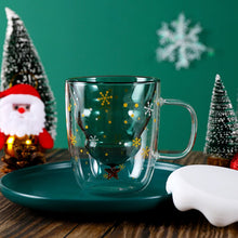 Load image into Gallery viewer, Christmas Snowflake Cup Double Glass Mug Heat-resistant Coffee Tea Milk Mug - OZN Shopping
