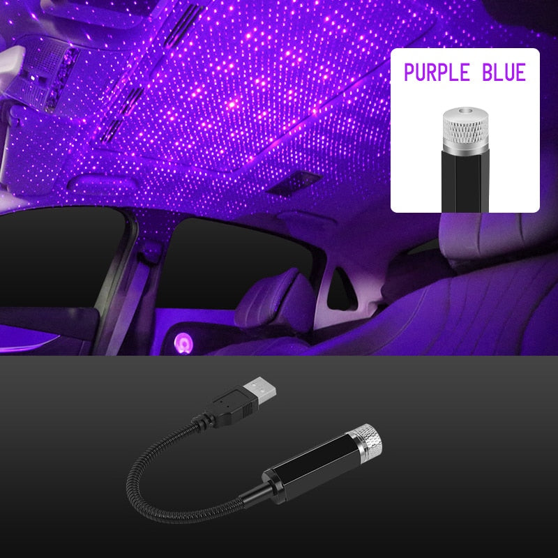 Car Roof Star Light Interior LED Starry Laser Atmosphere Ambient Projector USB Auto Decoration Night Home Decor Galaxy Lights - OZN Shopping