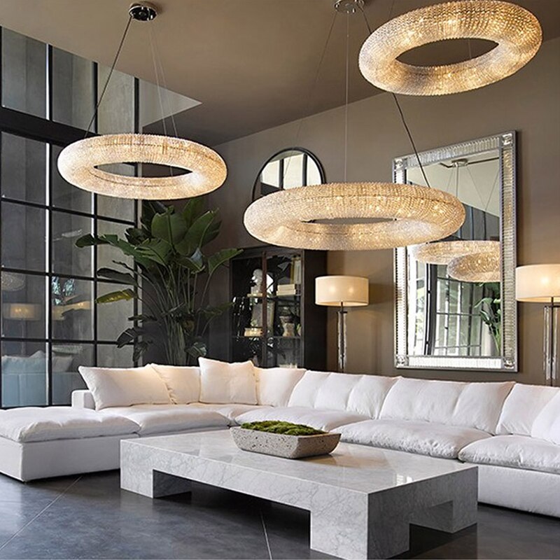 Modern Chrome Round Design Crystal Chandelier Lighting For Bedroom Living Room Indoor Light Fixtures LED Cristal Lustre - OZN Shopping