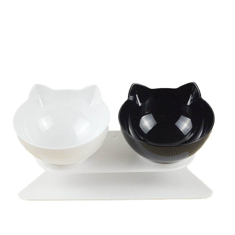 Non slip Double Cat Bowl with Raised Stand Pet Food Cat feeder Protect Cervical Vertebra cat food bowl for dogs Pet Products - OZN Shopping