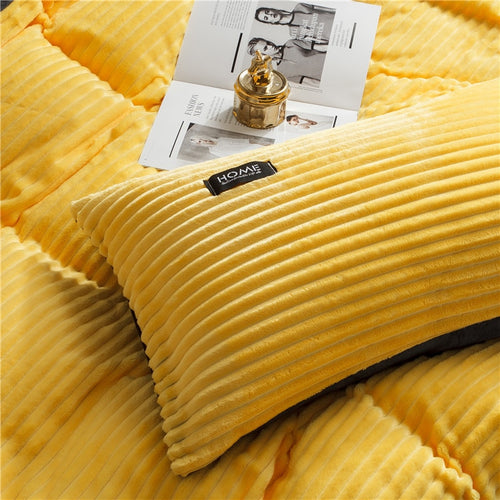 3/4 Pcs AB Sided Thicken Corduroy Velvet Winter Bedding Set Full Queen King Size Duvet Cover - OZN Shopping