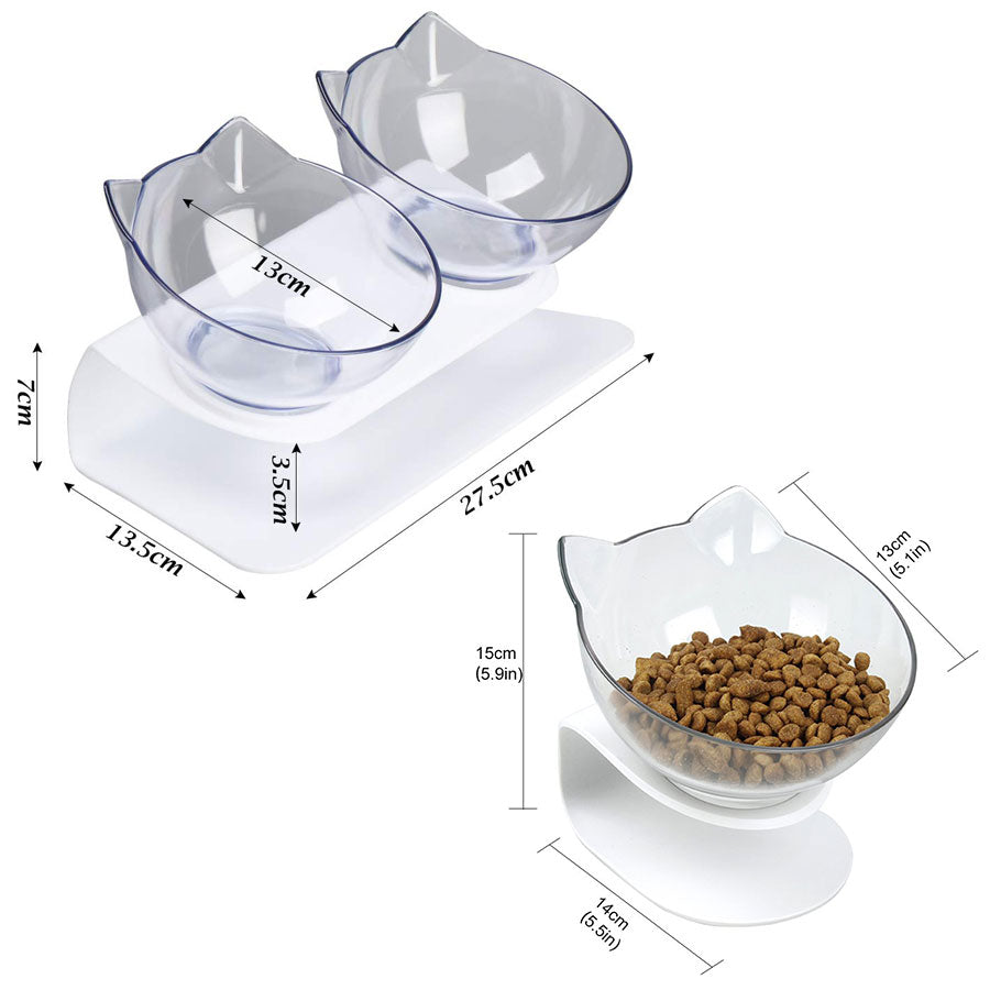 Non slip Double Cat Bowl with Raised Stand Pet Food Cat feeder Protect Cervical Vertebra cat food bowl for dogs Pet Products - OZN Shopping