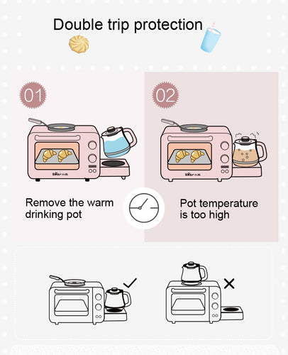 Multifunction Breakfast Machine Mini Household Electric Oven Cake Baking Fry Pan Warm Drinking Pot Toaster - OZN Shopping