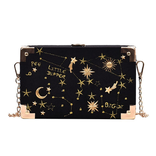 Metal Badge Box Shape Handbag Purse Women Black Chain Party Clutch Bag Kawaii Shoulder Bag Crossbody Messenger Bag - OZN Shopping