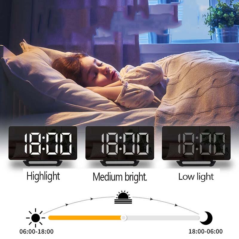 LED Digital Alarm Clock Watch Mirror Table Electronic Desktop Clocks USB Wake Up Time Snooze Function 3 Alarm - OZN Shopping