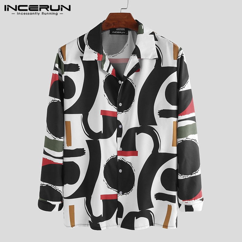 Fashion Print Men Shirt Lapel Collar Streetwear Long Sleeve Breathable Hawaiian Casual Shirts Men Chic Camisa S-5XL - OZN Shopping