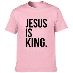 Jesus Is King Print Men Summer T-shirt Gods Faith - OZN Shopping