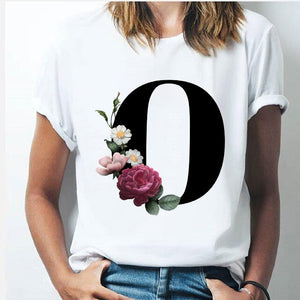 Vogue  T-shirt  A To Z Alphabet Flower Shirt - OZN Shopping
