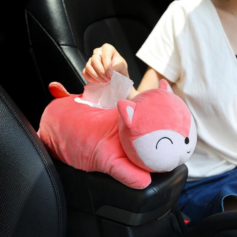 Creative Car Tissue Box Cover Cute Shiba Inu Dog Plush Toy Armrest Tissue Box Holder For Car Seat Back Hanging Napkin Dispenser - OZN Shopping