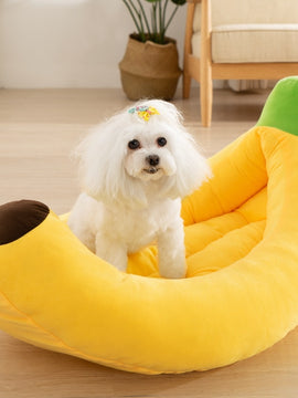 Banana Shape Pet Dog Cat Bed House Plush Soft Cushion Warm Durable Portable Pet Basket Kennel Cats Accessories