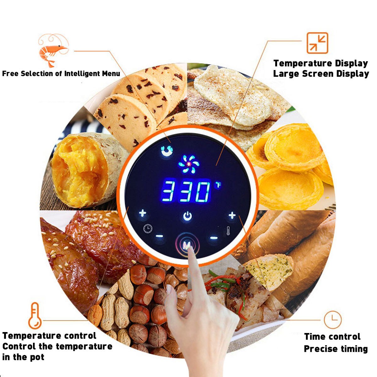 Air Fryer Eletric Air Frier 5.2L Deep Fryer Air Fryer with Digital LED Touch Screen Timer Temperature Control 3 Type - OZN Shopping
