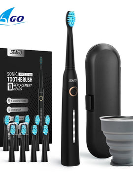 Seago Sonic Electric Toothbrush Tooth brush USB Rechargeable adult Waterproof Ultrasonic automatic 5 Mode with Travel case