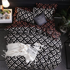 Luxury Bedding Set Super King Duvet Cover Sets Marble Single Queen Size Black Comforter Bed Linens Cotton xx14# - OZN Shopping