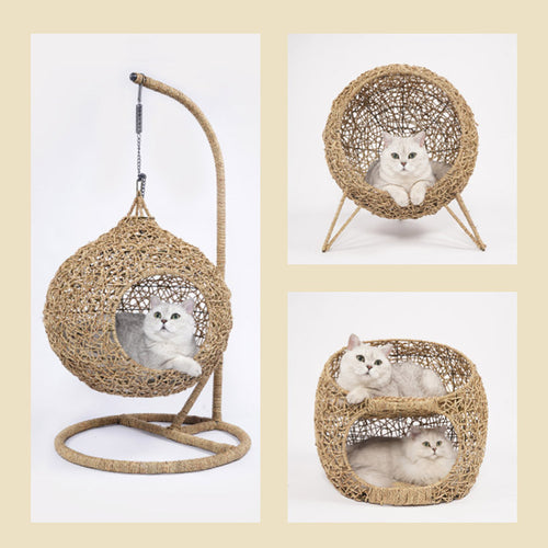 Swinging Hammock Chair Swing Egg /woven Rattan Pet Cat Hanging Bed - OZN Shopping