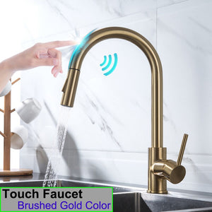 Elegant Kitchen Faucet Sensor Smart Touch Pull Out  Tap