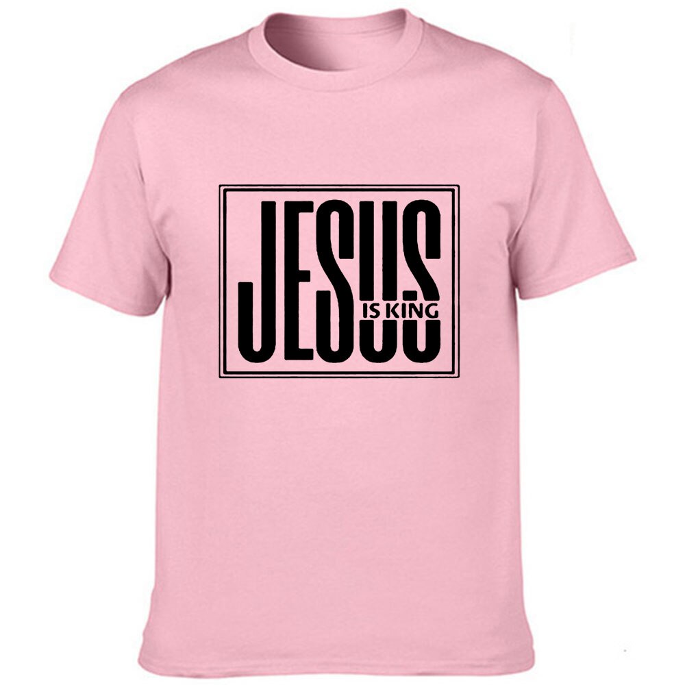 Jesus Is King Print Men Summer T-shirt Gods Faith - OZN Shopping