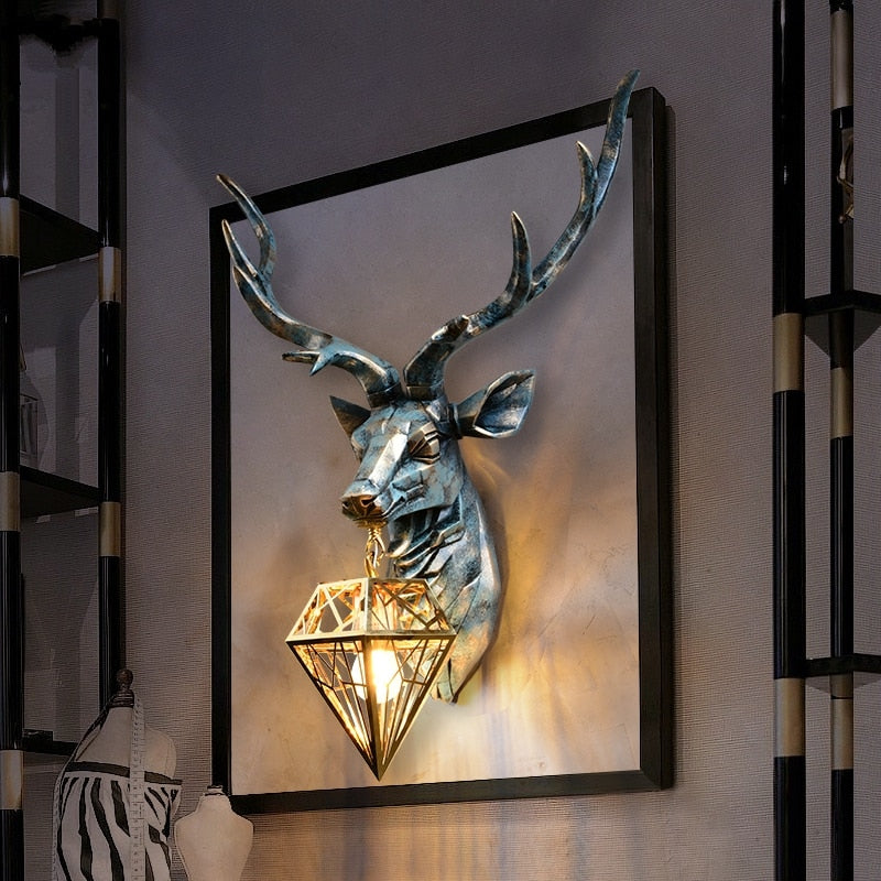 American Retro Indoor Wall Lamps - Nordic Art Antlers  Deer Wall Light - OZN Shopping