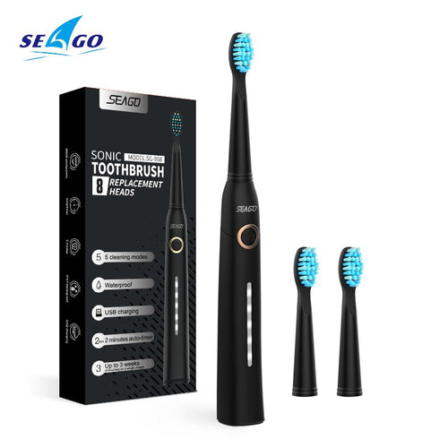 Seago Sonic Electric Toothbrush Tooth brush USB Rechargeable adult Waterproof Ultrasonic automatic 5 Mode with Travel case - OZN Shopping