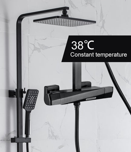 Shower Faucets Sets Water Bathroom Mixer Waterfall Faucet Rainfall Shower Systems Thermostat Tap EL9403 - OZN Shopping