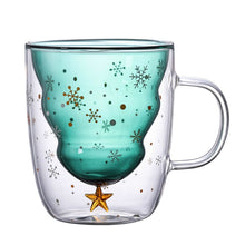 Load image into Gallery viewer, Christmas Snowflake Cup Double Glass Mug Heat-resistant Coffee Tea Milk Mug - OZN Shopping
