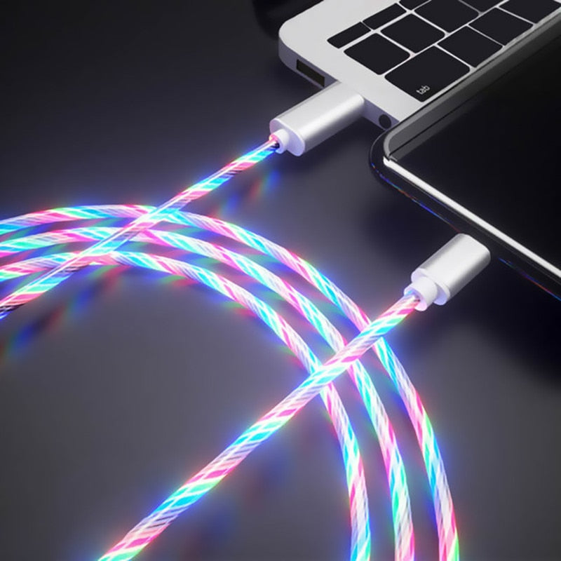 Glowing Cable Mobile Phone Charging Cables LED light Micro USB Type C Charger for iPhone X Samsung Galaxy S7 S9 Charge Wire Cord - OZN Shopping