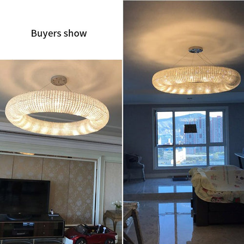 Modern Chrome Round Design Crystal Chandelier Lighting For Bedroom Living Room Indoor Light Fixtures LED Cristal Lustre - OZN Shopping