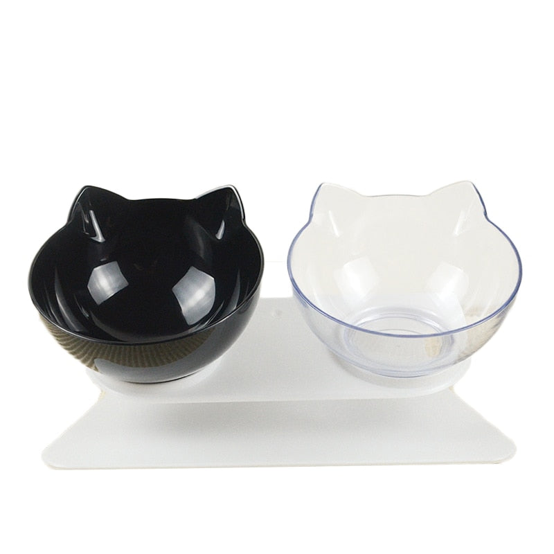 Non slip Double Cat Bowl with Raised Stand Pet Food Cat feeder Protect Cervical Vertebra cat food bowl for dogs Pet Products - OZN Shopping