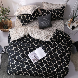 Luxury Bedding Set Super King Duvet Cover Sets Marble Single Queen Size Black Comforter Bed Linens Cotton xx14# - OZN Shopping
