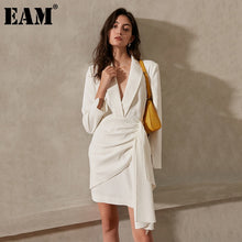 Load image into Gallery viewer, Women White   V-Neck Long Sleeve Loose Fit Fashion Dress - OZN Shopping
