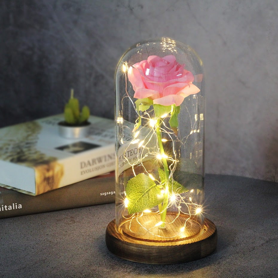 Eternal Rose  LED Light  In Glass Cover for Valentines Day Gift, Christmas Home Decor, Mothers Day,  & New Year Gift - OZN Shopping