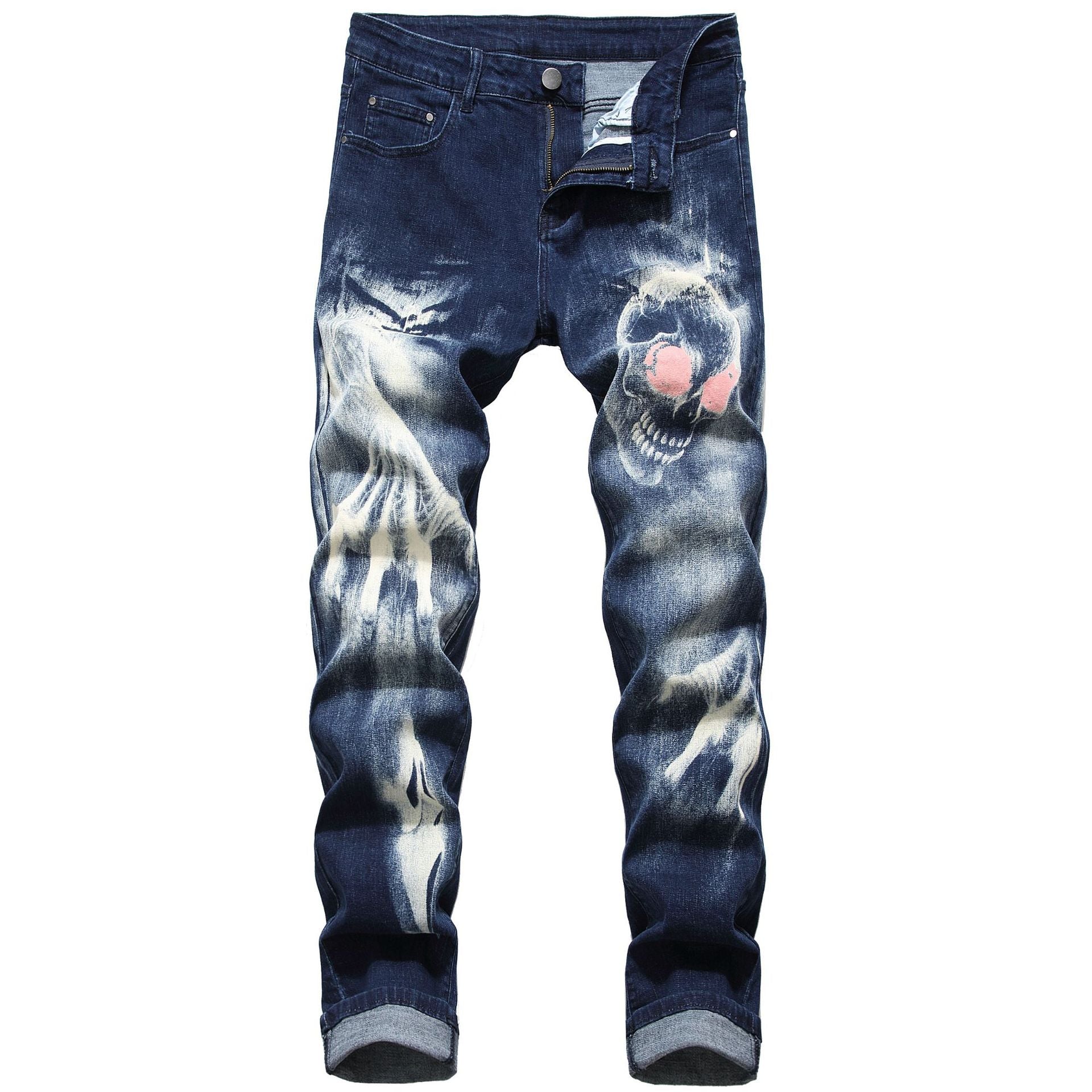 Wolf Printed Jeans Denim Pants - OZN Shopping