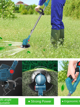 1800W Electric Grass Trimmer Cordless Lawn Mower Hedge Trimmer Adjustable Handheld Garden Power Pruning for 18V Makita Battery