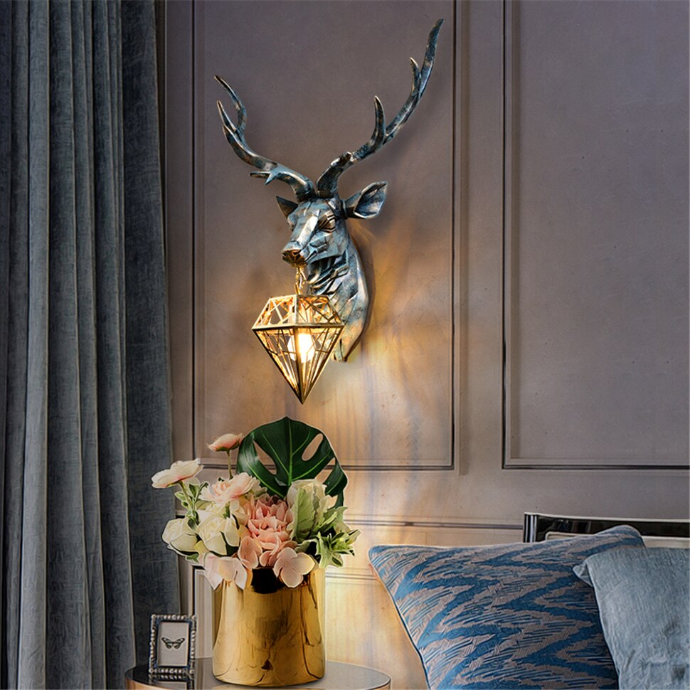 American Retro Indoor Wall Lamps - Nordic Art Antlers  Deer Wall Light - OZN Shopping