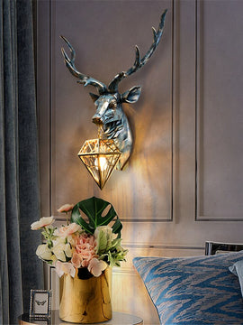 American Retro Indoor Wall Lamps - Nordic Art Antlers  Deer Wall Light