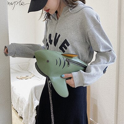 Fashion Shark Shaped Chains Crossbody Bag - OZN Shopping