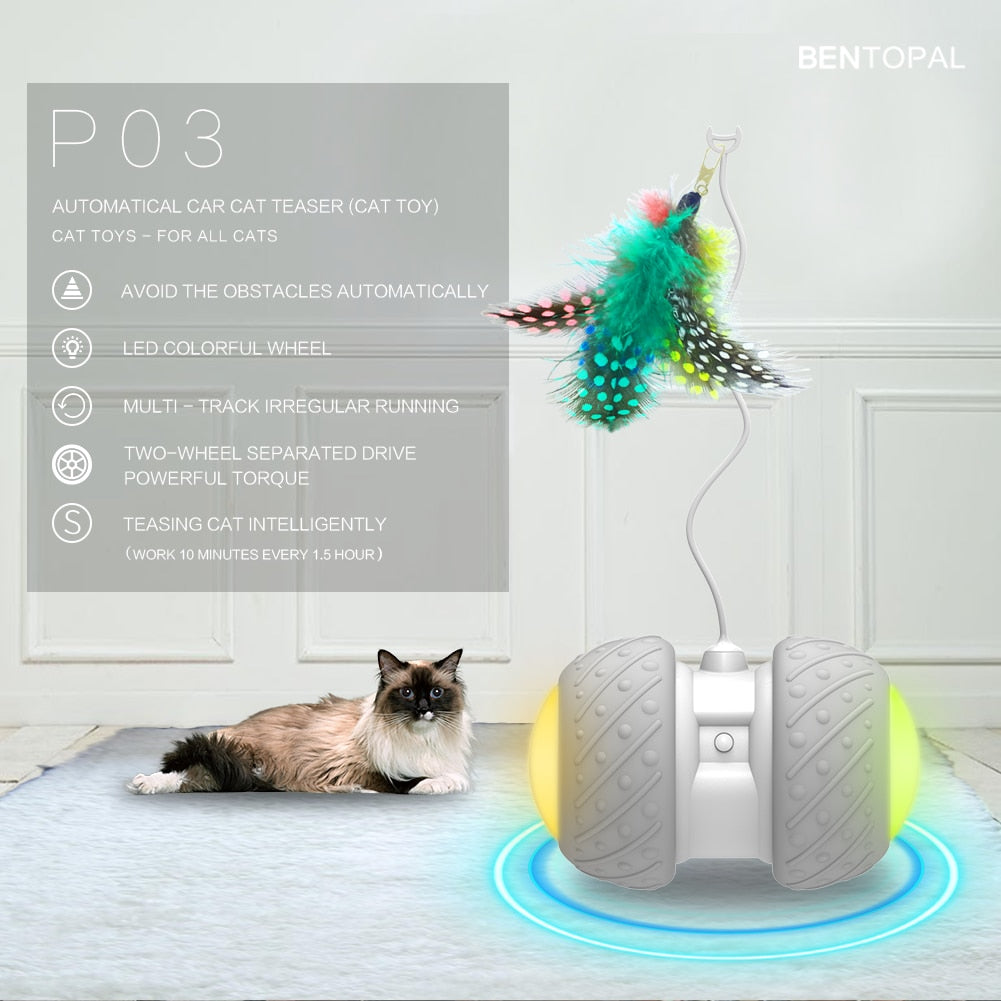 Smart Interactive Cat Toy Rotating Mode Toy Cats Funny Pet Game Electronic Cat Toy LED Light Feather Toys Kitty Balls - OZN Shopping