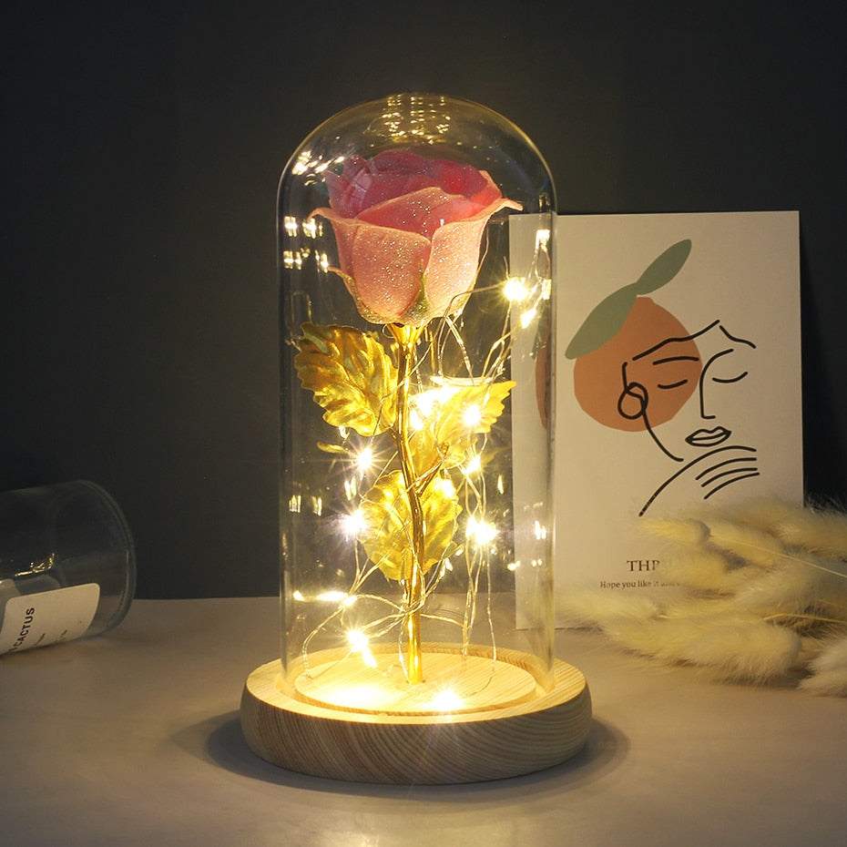 Eternal Rose  LED Light  In Glass Cover for Valentines Day Gift, Christmas Home Decor, Mothers Day,  & New Year Gift - OZN Shopping