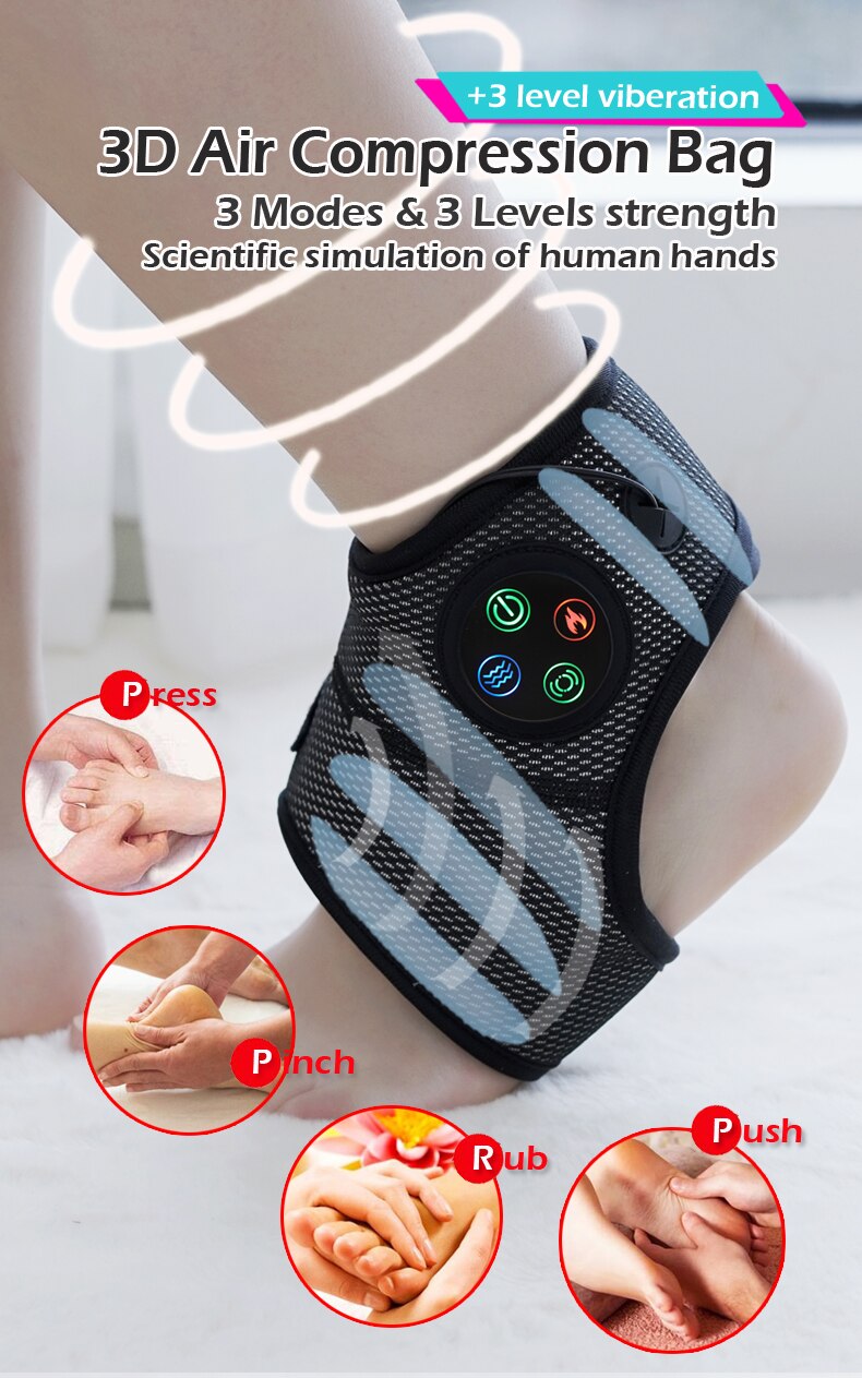 Smart Ankle Brace Foot Compression Massager - Electric Ankle Heating Brace and Foot Pain Relief Vibration - OZN Shopping