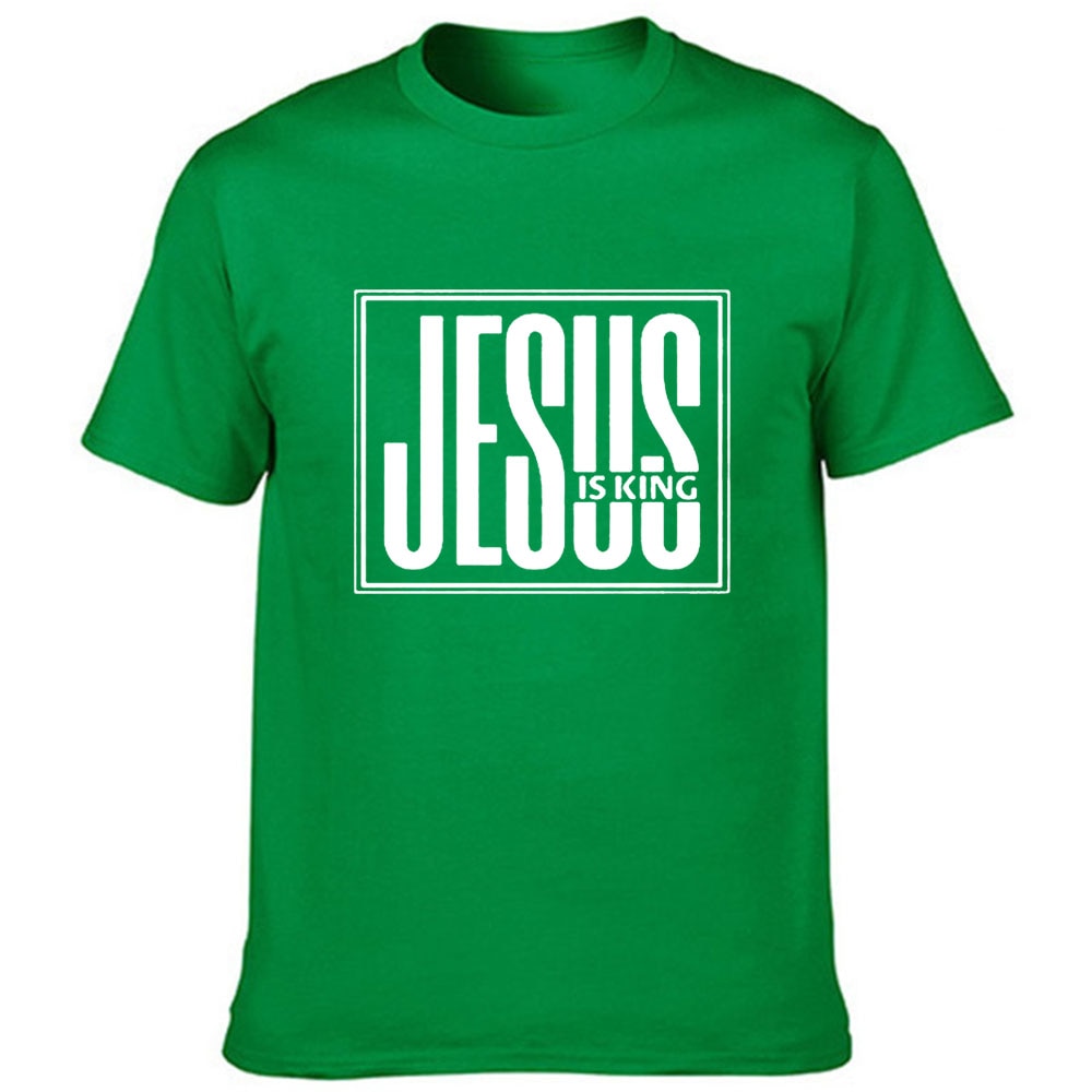 Jesus Is King Print Men Summer T-shirt Gods Faith - OZN Shopping