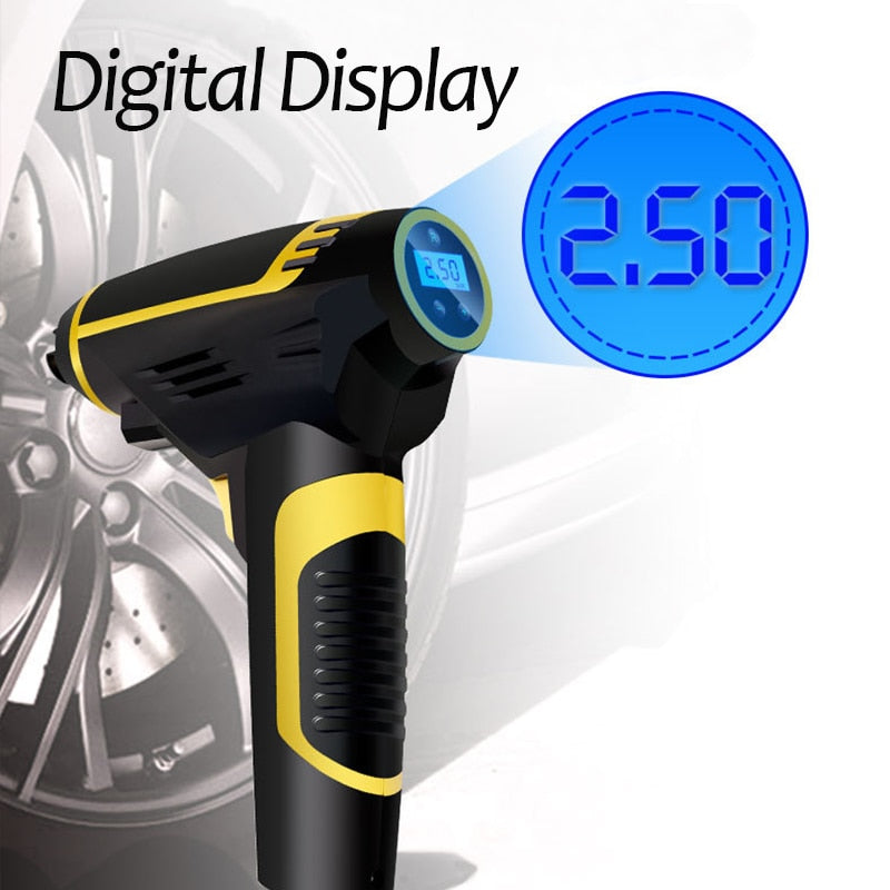 120W Wireless Car Air Compressor  Handheld USB Rechargeable Tire Inflator Digital Inflatable Pump Pressure Gauge Car Accessories - OZN Shopping